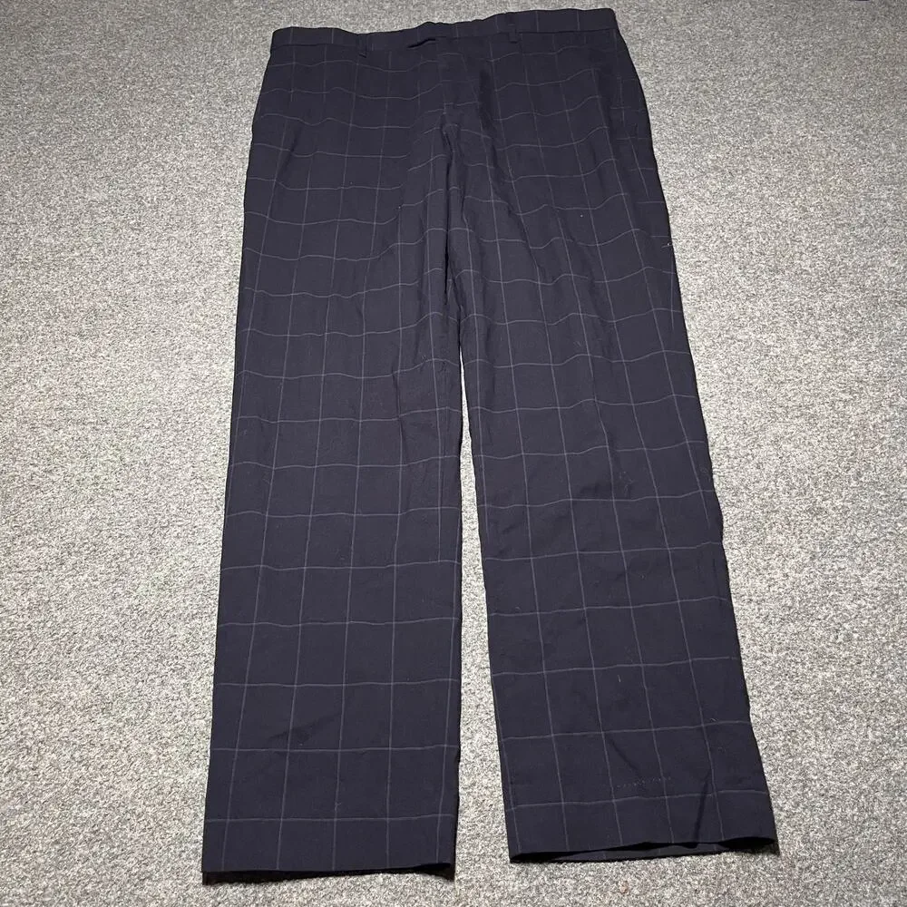 Banana Republic Pants Mens 36x32 Blue Plaid Wool Flat Front Comfort Stretch